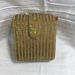 Young Miss or party purse, hard shell, magnetic snap, beaded exterior
